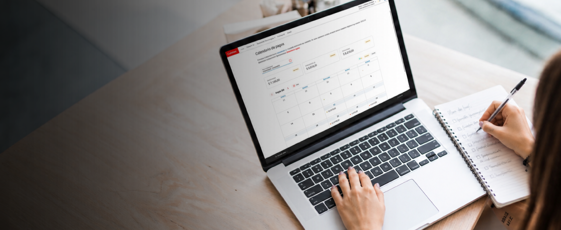 Persona consultando el Calendario de Pagos del Getnet Portal desde una notebook para organizar las acreditaciones de sus ventas.