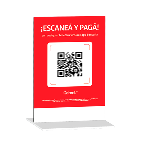 Cartel con código QR de Getnet para cobrar.