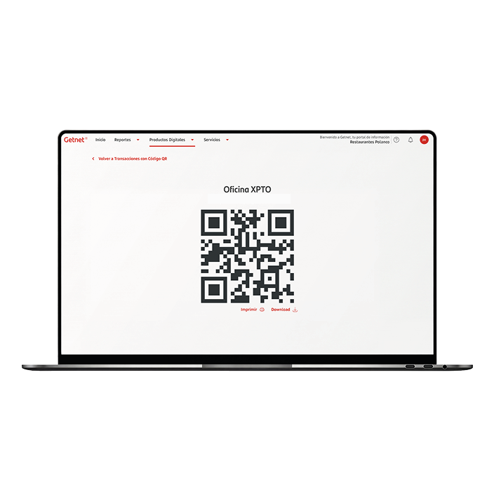 Laptop mostrando el código QR generado.