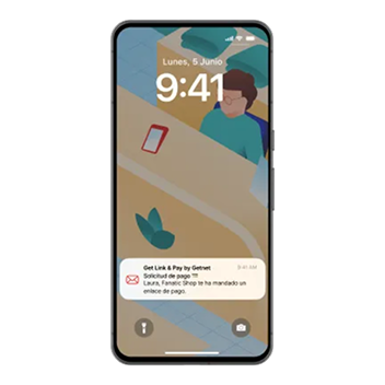 Móvil con notificación de Link & Pay en pantalla