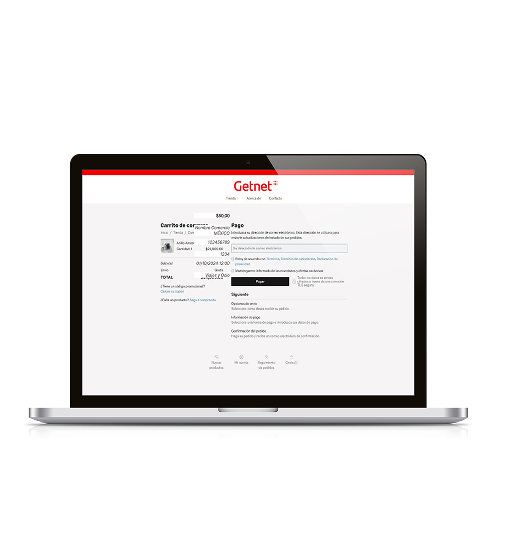 Portatil donde se visualiza un pago online con Getnet