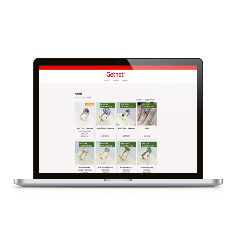 Portatil donde se visualiza una tienda online donde venden anillos
