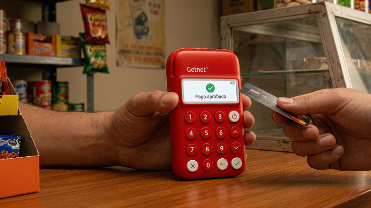 Get Mini mostrando pantalla de pago aprobado en tienda de comestibles