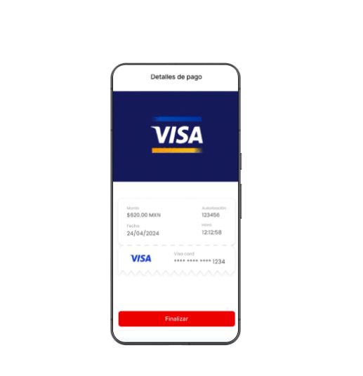 Celular donde se visualiza un pago con Visa