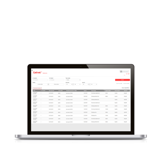 Portatil donde se visualiza un listado de operaciones realizadas con Getnet