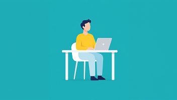 Persona sentada en escritorio con laptop