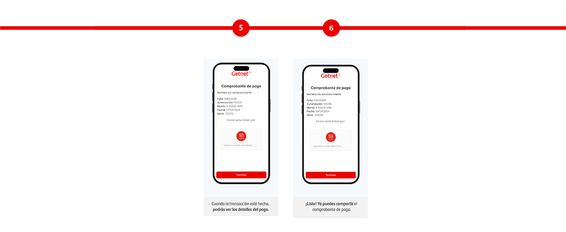 Dos pantallas de celular mostrando comprobantes de pago