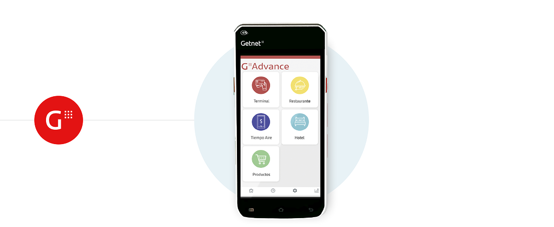 Celular con Get Advance con el logo de Getnet a la izquierda