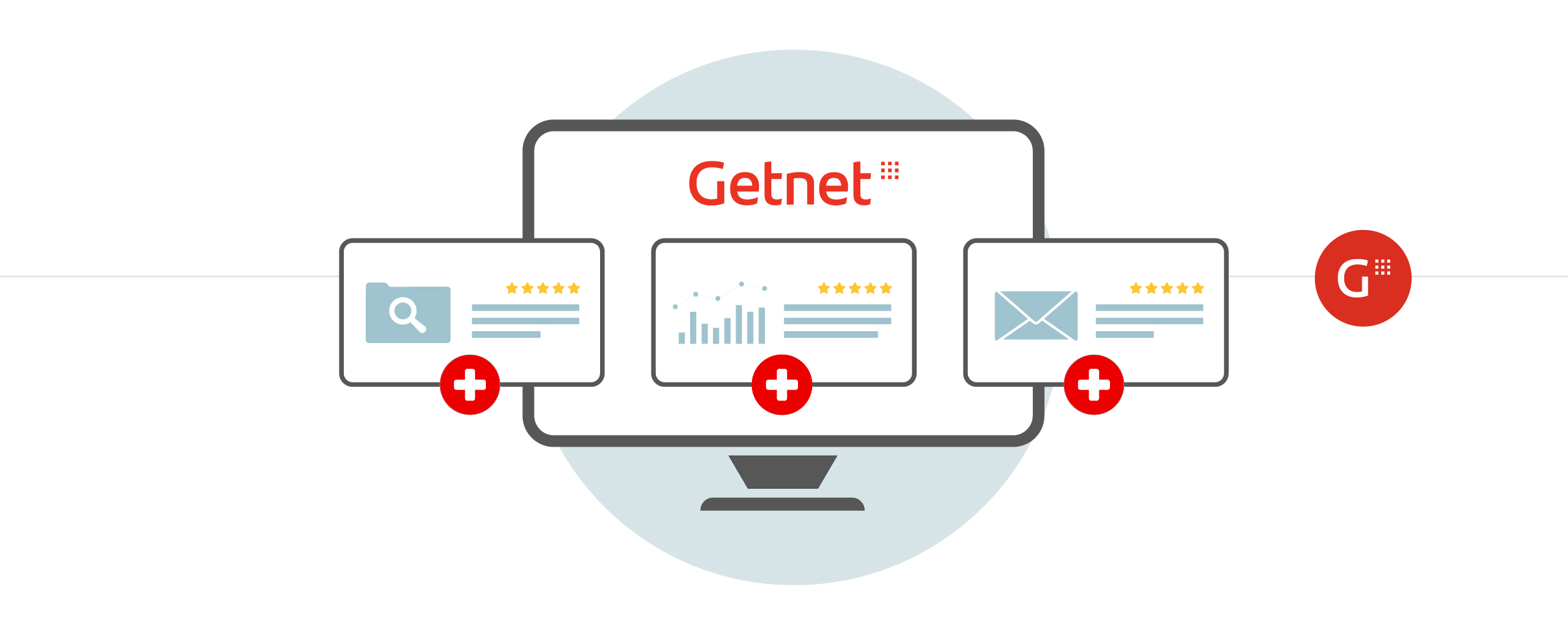 Pantalla Getnet con 3 ejemplos de plugins