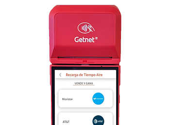 TPV Getnet donde se visualiza Recarga de tiempo aire