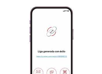 Celular donde se visualiza un mensaje indicando que el link de pago se ha generado correctamente