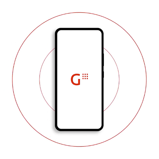 Dois círculos em um telemovel com o logotipo de Getnet